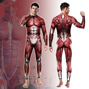 Costume de cosplay musculaire amusant imprimé pour Halloween, style européen et américain, combinaison pour hommes et femmes, tenue Elsa pour la scène - Product Image 2
