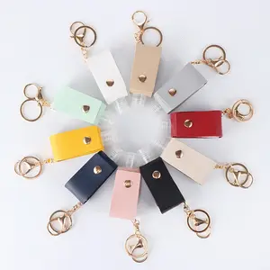 PU Leather Bottle Keychain Custom Women Bag Charm Pendant Accessories Leather Keychain Set