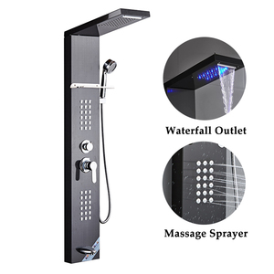Robinet de douche thermostatique carré <span class=keywords><strong>Bluesea</strong></span> en acier inoxydable brossé avec barre coulissante et pommeau de douche pluie, en céramique, en promotion - Product Image 2