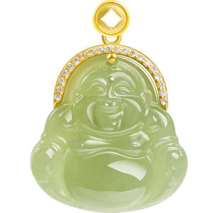 Pendentif Bouddha en Jade Nephrite Naturel de Hotan, Jade Cyan, Argent S925, Bijoux pour Femmes, Cadeau avec Certificat d'Expertise D316 - Product Image 5