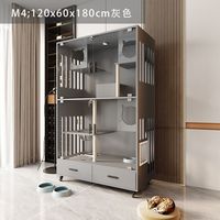 Villa pour chat en verre sans barrière Cage en bois à entrée basse personnalisée avec rampe bac à litière pour chat principal maison panoramique intérieur animal de compagnie âgé