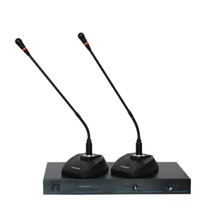 5.5W UHF 2 Wireless Microphone Audio Conference Microphone System With Fixed Frequency