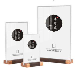 ป้ายอะคริลิคแบบตั้งโต๊ะพร้อมกรอบไม้ ที่วางแบบกำหนดเองระดับไฮเอนด์สำหรับร้านอาหาร โรงแรม คาเฟ่ ใช้สำหรับแสดงเมนูบนโต๊ะ - Product Image 1