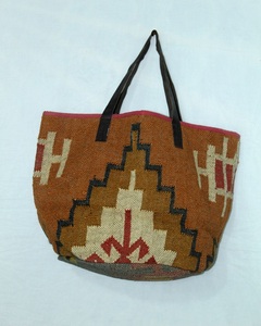 Indian Style Handmade Tote Bag Women Jute <b>Strap</b> Vintage Style Open Closure Large Capacity Clutch <b>Shoulder</b> Bag for Best Price - Product Image 1