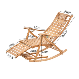 Chaise de détente en bambou réglable, fauteuil à bascule décontracté pour balcon, balançoire d'extérieur, chaise longue pour adulte - Product Image 6