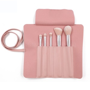 Bolsa de maquillaje personalizada de cuero PU, bolsa de herramientas profesional para maquilladores, bolsa de maquillaje portátil plegable de 5 piezas. - Product Image 1