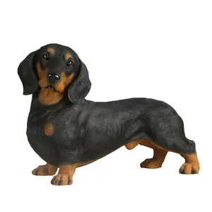 Patung Rumah Dekoratif Kreatif Resin Hadiah Figur Anjing Dachshund Berdiri untuk Ruang Tamu Taman Hewan Polyresin