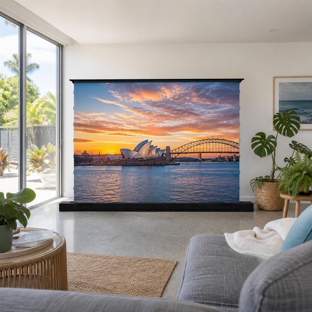 Reliable Portable Remote Controlled Motorized ALR Gray 16:9 100 Inch Floor-Rising 4K Projector Screen SHENGMU DS-01