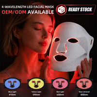 Masque facial de luminothérapie rouge en stock, 4 modes, 78 LED 5050, rechargeable USB-C, masque de beauté