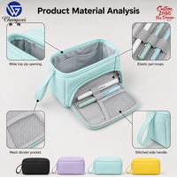 Pochette à crayons grande capacité avec logo personnalisé, multi-compartiments, fermeture éclair, étui à stylos, sac de papeterie promotionnel en gros pour l'école et le bureau
