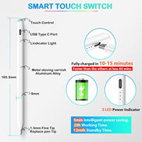 Stylet capacitif actif WENKU WKZP010EA à charge rapide, rejet de la paume, fonction d'inclinaison, pointe remplaçable, 12 heures d'autonomie pour iPad Air