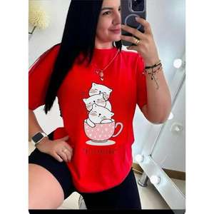 T-shirts en coton imprimés géométriques 3D arc-en-ciel élégants et confortables pour femmes et enfants, tendance, légers, respirants, à séchage rapide, hauts de printemps - Product Image 3