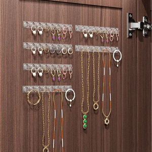 <b>Mini</b> Wall Mounted Key Rack Transparent 8 Hooks No <b>Drilling</b> Home Entryway Organizer - Product Image 4
