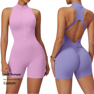 Haute qualité une pièce combinaison Scrunch bout à bout combinaison courte femmes sans manches <span class=keywords><strong>Fitness</strong></span> barboteuse Gym Yoga body sport barboteuse - Product Image 1