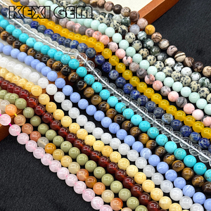 Filo di Perle Rotonde Lucidate in Agata Naturale, Diaspro, Quarzo e Giada, Vari Colori, 8mm, Perle Sciolte Rotonde per Creazione Gioielli - Product Image 1