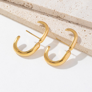 Boucles <span class=keywords><strong>d</strong></span>'oreilles longues en or vermeil Hope Huggie Boucles <span class=keywords><strong>d</strong></span>'oreilles minimalistes en acier inoxydable Manchette Bijoux <span class=keywords><strong>fantaisie</strong></span> - Product Image 4