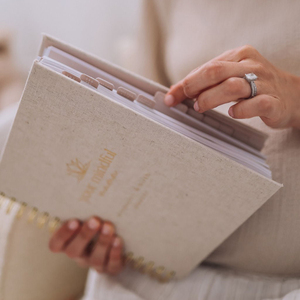 Agenda de <span class=keywords><strong>grossesse</strong></span> personnalisé en lin, <span class=keywords><strong>journal</strong></span> de <span class=keywords><strong>naissance</strong></span>, spirale, couverture rigide, organiseur de maternité avec autocollants pour futures mamans - Product Image 3