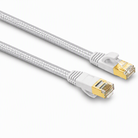 Kabel Patch Cord Ethernet Internet Grosir dengan RJ45 8P8C, Jalinan Nilon, 1/3/5m, Tembaga Murni Cat7 FTP SFTP Cat 7