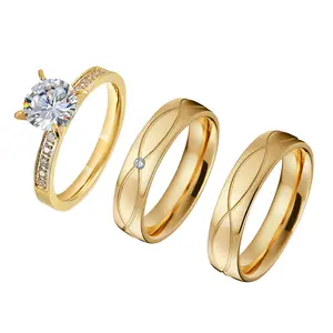 Bagues de fiançailles pour couple, bijoux pour femmes, plaqué or 18k, en diamant, livraison gratuite