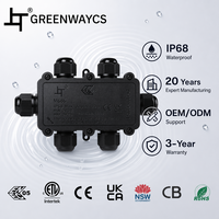 Wasserdichte Anschlussdose Greenway M686-6B 6-Wege 3/4-Pin Schraub- oder Schraubenlose Anschlüsse für Außenbeleuchtung