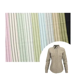 Tecido para roupas com listras multicoloridas, estoque de tecido para camisas e shorts tingidos online, tecido 95% propileno 5% poliéster