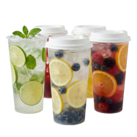 Gobelets jetables en plastique rigide PP SHIRONG 16oz 500ml avec couvercles à paille de 90mm, imprimés UV, pour boissons froides/chaudes, thé boba, café givré, thé au lait