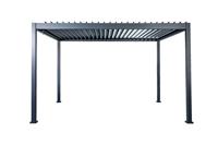 Pergola de Luxe en Aluminium Thermolaqué avec Toit à Lames Rétractables Électriques, Supports Faciles à Assembler, Portes en Verre, Anti-Pourriture