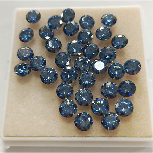 Gemas Sintéticas de Moissanita Azul Creadas en Laboratorio, Piedras Preciosas Sueltas Redondas de 5~10 mm para la Elaboración de Joyería Fina - Product Image 1