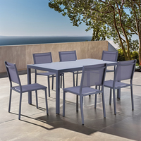 Acheter en gros Chine Ensemble de salle à manger Table et tabouret en métal Chaises avec cadre en aluminium Finition de revêtement en poudre pour le camping