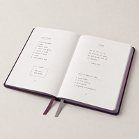 Cuaderno Personalizado LABON con Cuadrícula de Puntos, Tapa Dura Color Ciruela, Bordes Pintados, Diseño Cielo Nocturno, Plantilla de Planificación Diaria, Marcapáginas de Cinta, OEM ODM