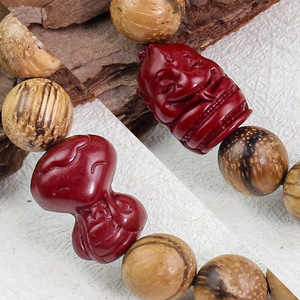 Pulsera de Agarwood Vietnamita con 17 Cuentas de 10mm y Amuleto de Cinabrio Rojo, Unisex, para Uso Diario - Product Image 3