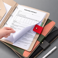 Portafolio de Cuero A4 Personalizado con Cierre, Carpeta de 3 Anillas con Asa y Calculadora, Logotipo Verde para Reuniones de Negocios