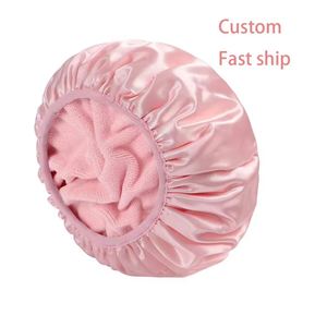 Bonnet de Douche en Satin Triple Couche Imperméable et Ajustable avec Logo Personnalisé, Grand Format Unisexe, Quatre Saisons, pour Voyage, Sport, Adultes - Product Image 2
