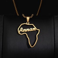 Nouveau Collier Carte d'Afrique en Acier Inoxydable Doré pour Femme, Bijou Artisanat Métallique Tendance 2026