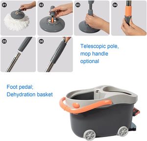 Ensemble serpillière et seau essoreur rotatif facile à utiliser pour le nettoyage des sols, avec pédale à roulettes en microfibre pour la maison - Product Image 2