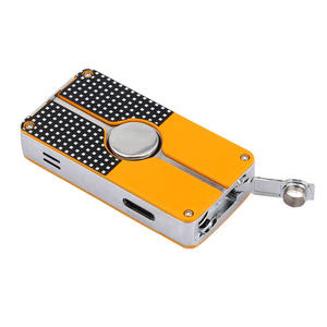 Briquet torche à jet de cigare électronique à trois flammes, coupe-vent, rechargeable avec poinçon, pour le camping, dans une boîte cadeau emballée - Product Image 5
