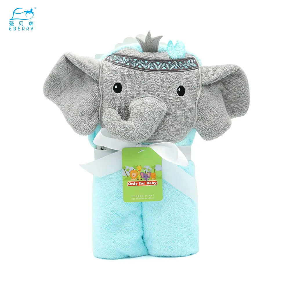 La fabbrica fornisce asciugamano con cappuccio Panda Baby asciugamano con cappuccio Baby Animal Face, grazioso elefante