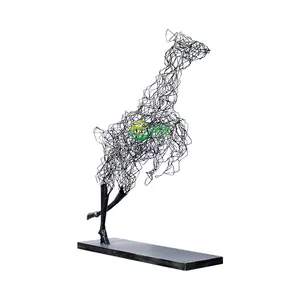 Lawellart-estatua personalizada de animales de tamaño grande, escultura al aire libre, escultura abstracta de acero inoxidable de toro de ciervo