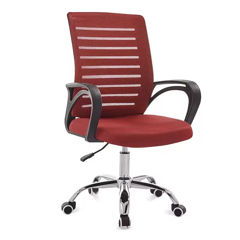Cadeira de escritório giratória com barra de ar vermelha, cadeira de computador giratória ergonômica reclinável