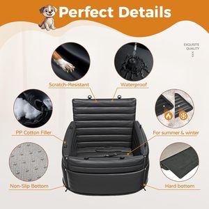 Luxuriöser Multifunktionaler Hunde-Autositz, Rechteckiges Reise-Haustierbett mit Rutschfester Unterseite, Abnehmbar, Waschbar, Einfarbig, im Karton Verpackt - Product Image 3