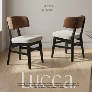 Chaise de salle à manger moderne en bois massif avec assise en cuir, non pliable, pour restaurant et usage domestique - Product Image 2