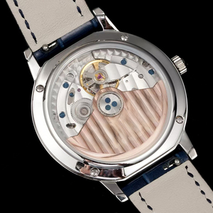 Nuevo Reloj de Lujo para Mujer, en Oferta, con Correa de Cuero Azul, Esfera con Incrustaciones de Moissanita, Automático, con Reserva de Energía Día/Noche y Cristal de Zafiro - Product Image 5