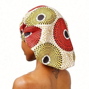 Bonnet de nuit double couche en satin imprimé africain grande taille ajustable pour femme, idéal pour les voyages et le quotidien - Product Image 3