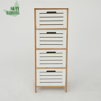 Commode moderne à 4 tiroirs en bambou, un élégant meuble de rangement pour la chambre à coucher et l'organisation du salon, en bois massif