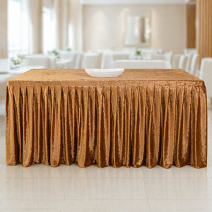 Nappe en velours lavable de qualité hôtelière avec jupe volantée ajustée, réutilisable pour les mariages haut de gamme et les entreprises de location de matériel de fête - Product Image 1