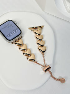 Correa de reloj de metal en forma de corazón de 38 40 41 42 44 45 49 mm, plateada, oro rosa, chapada en metal, para Apple Watch. - Product Image 6