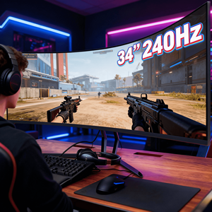 Moniteur de jeu incurvé VA en gros, 1 ms, 240 Hz, synchronisation adaptative, large gamme de couleurs, écran <span class=keywords><strong>PC</strong></span> avec support rotatif - Product Image 3