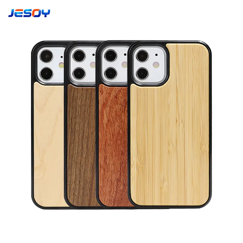 Custom Plain Real Bamboo Wooden Tpu Mobile Cases Blank Wood Phone Case For Iphone 12 13 Pro Max