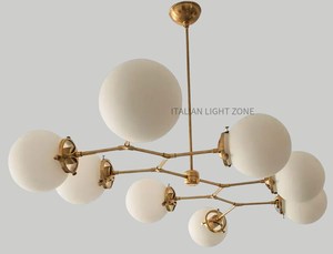 Lustre Sputnik en laiton à 8 lumières de qualité supérieure, luminaire de plafond globe moderne du milieu du siècle pour salle à manger, salon, chambre à coucher, intérieur - Product Image 2