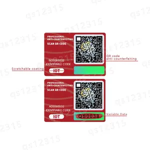 Rapid production hologram easy to identify OEM label traceable qr code sticker Strong anti-counterfeiting